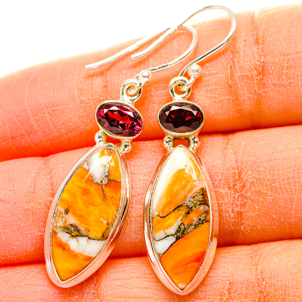 Orange Copper Composite Turquoise Earrings handcrafted by Anasilvercos - EARR430026