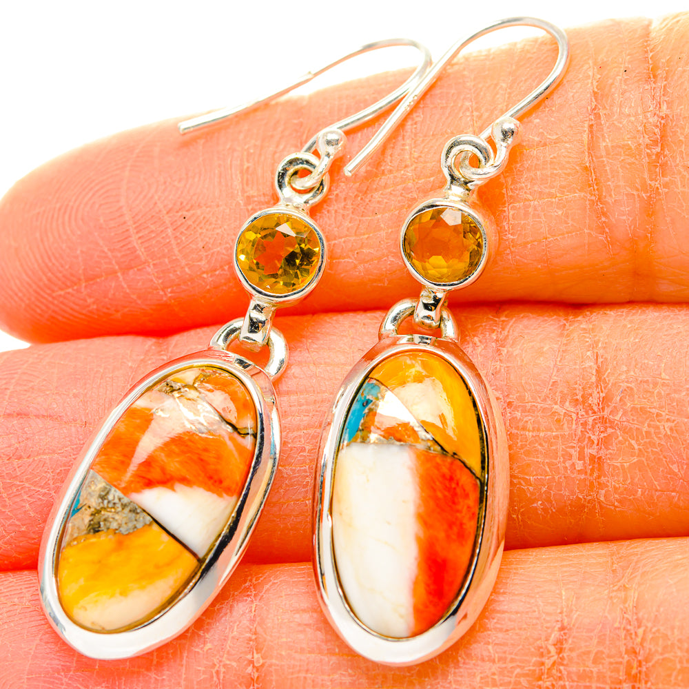 Spiny Oyster Turquoise Earrings handcrafted by Anasilvercos - EARR430027