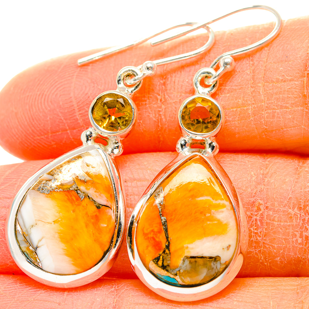 Spiny Oyster Turquoise Earrings handcrafted by Anasilvercos - EARR430028