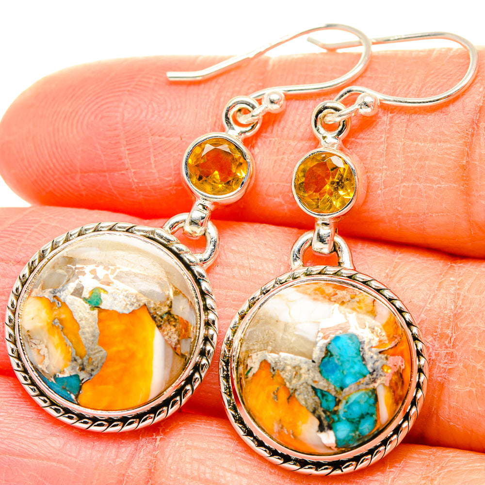 Spiny Oyster Turquoise Earrings handcrafted by Anasilvercos - EARR430061