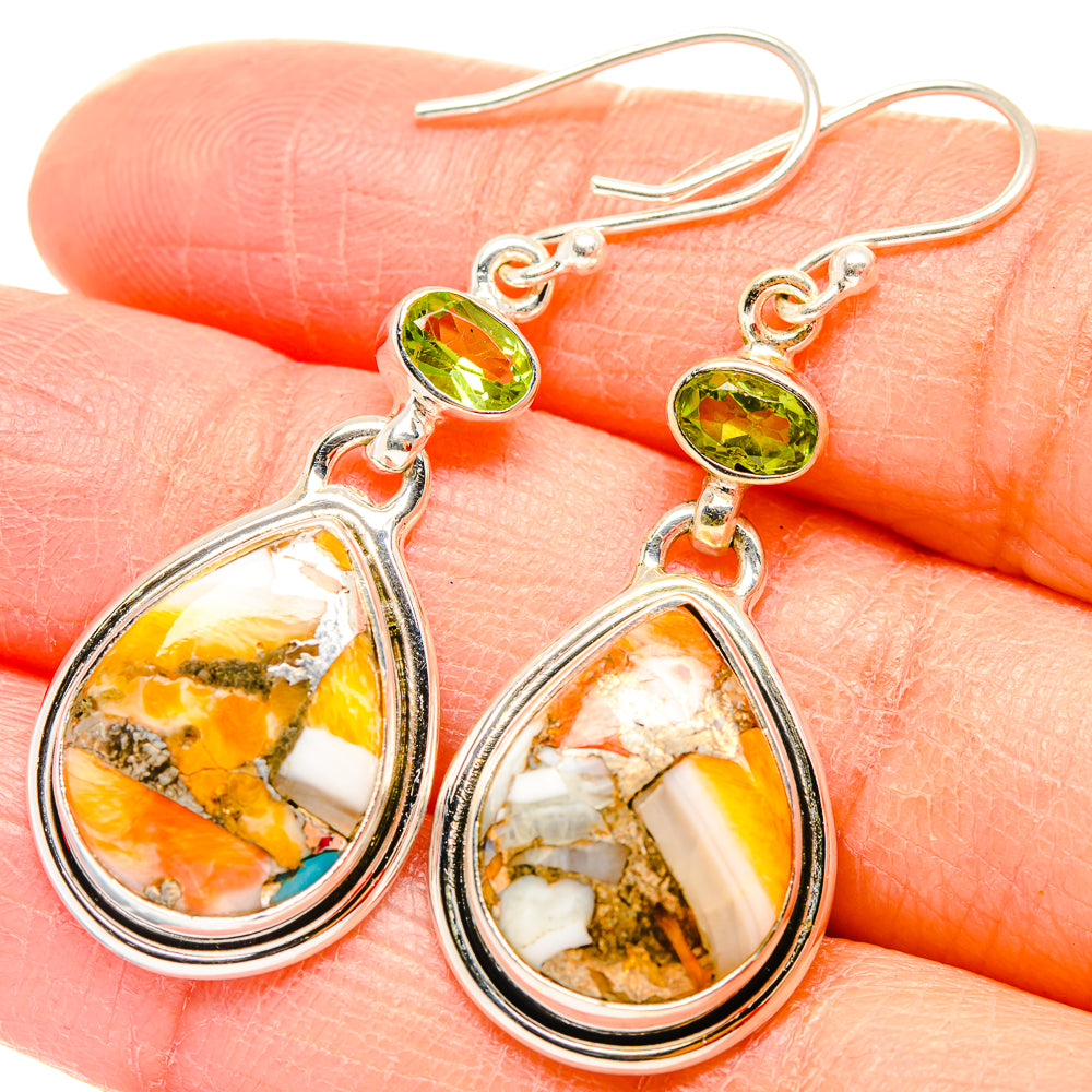 Orange Copper Composite Turquoise Earrings handcrafted by Anasilvercos - EARR430073