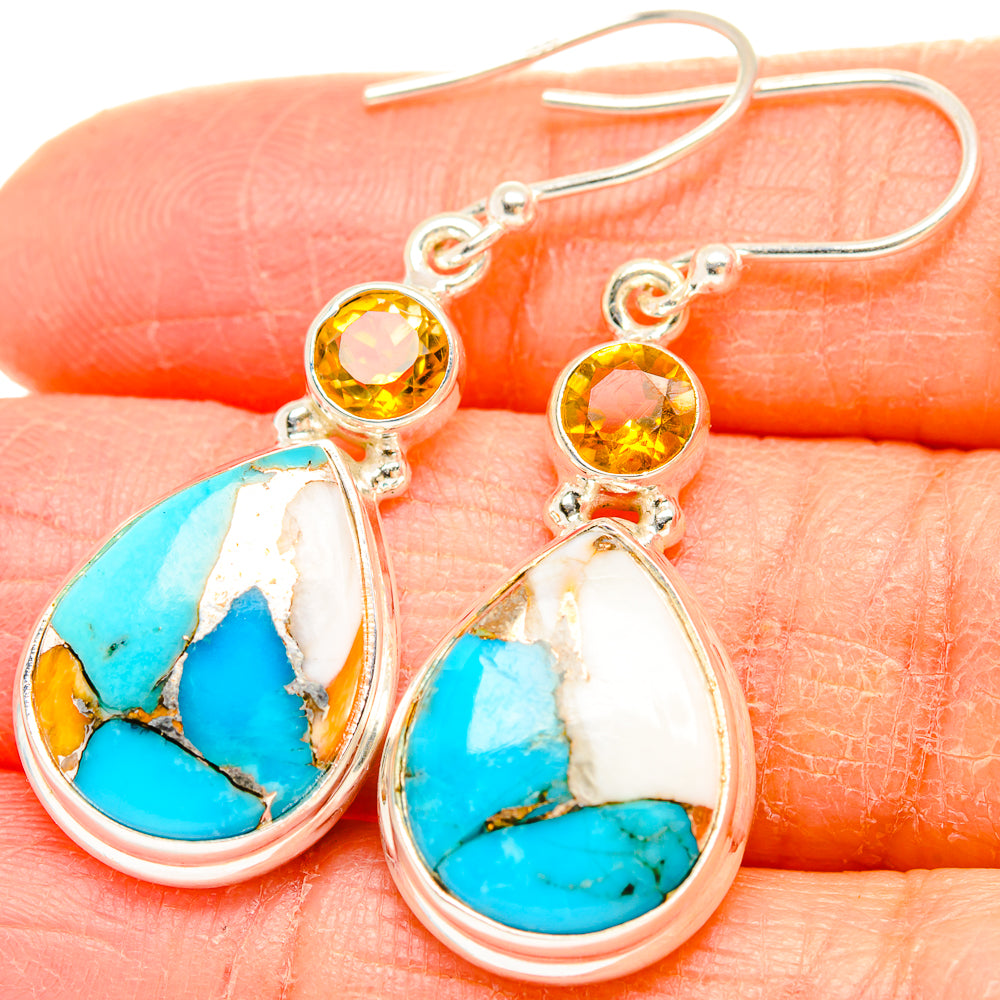 Blue Copper Composite Turquoise Earrings handcrafted by Anasilvercos - EARR430098