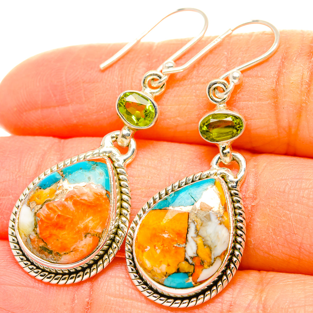 Spiny Oyster Turquoise Earrings handcrafted by Anasilvercos - EARR430188