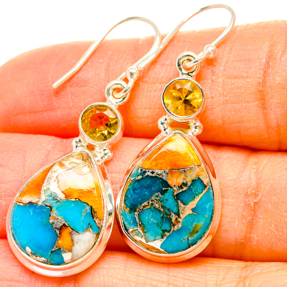 Spiny Oyster Turquoise Earrings handcrafted by Anasilvercos - EARR430209
