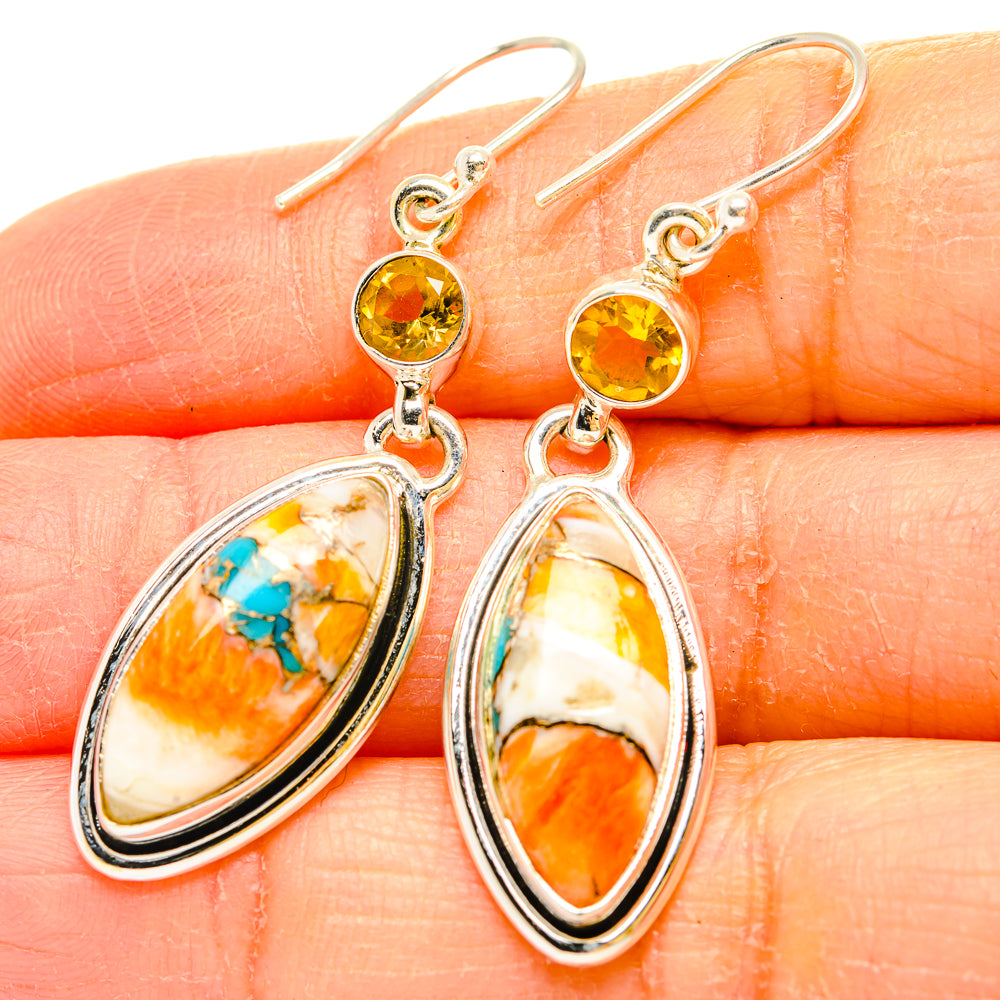 Spiny Oyster Turquoise Earrings handcrafted by Anasilvercos - EARR430215