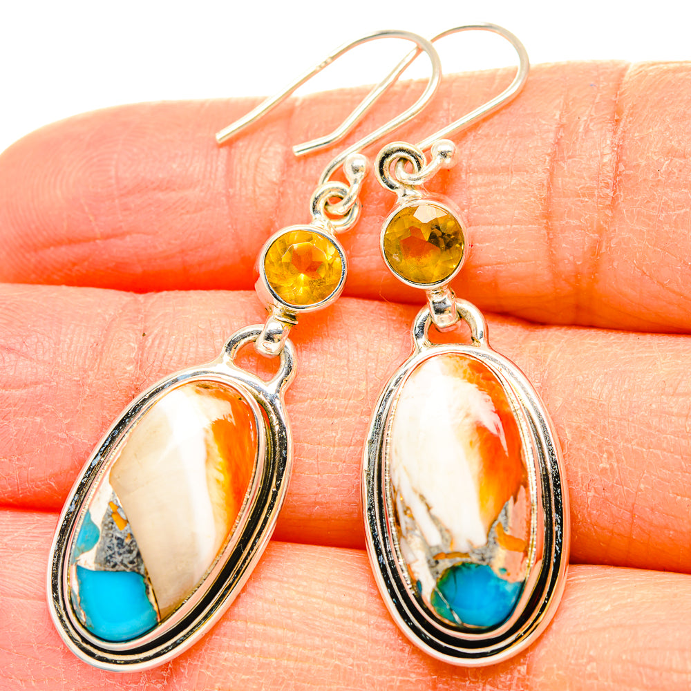Kingman Pink Dahlia Turquoise Earrings handcrafted by Anasilvercos - EARR430258