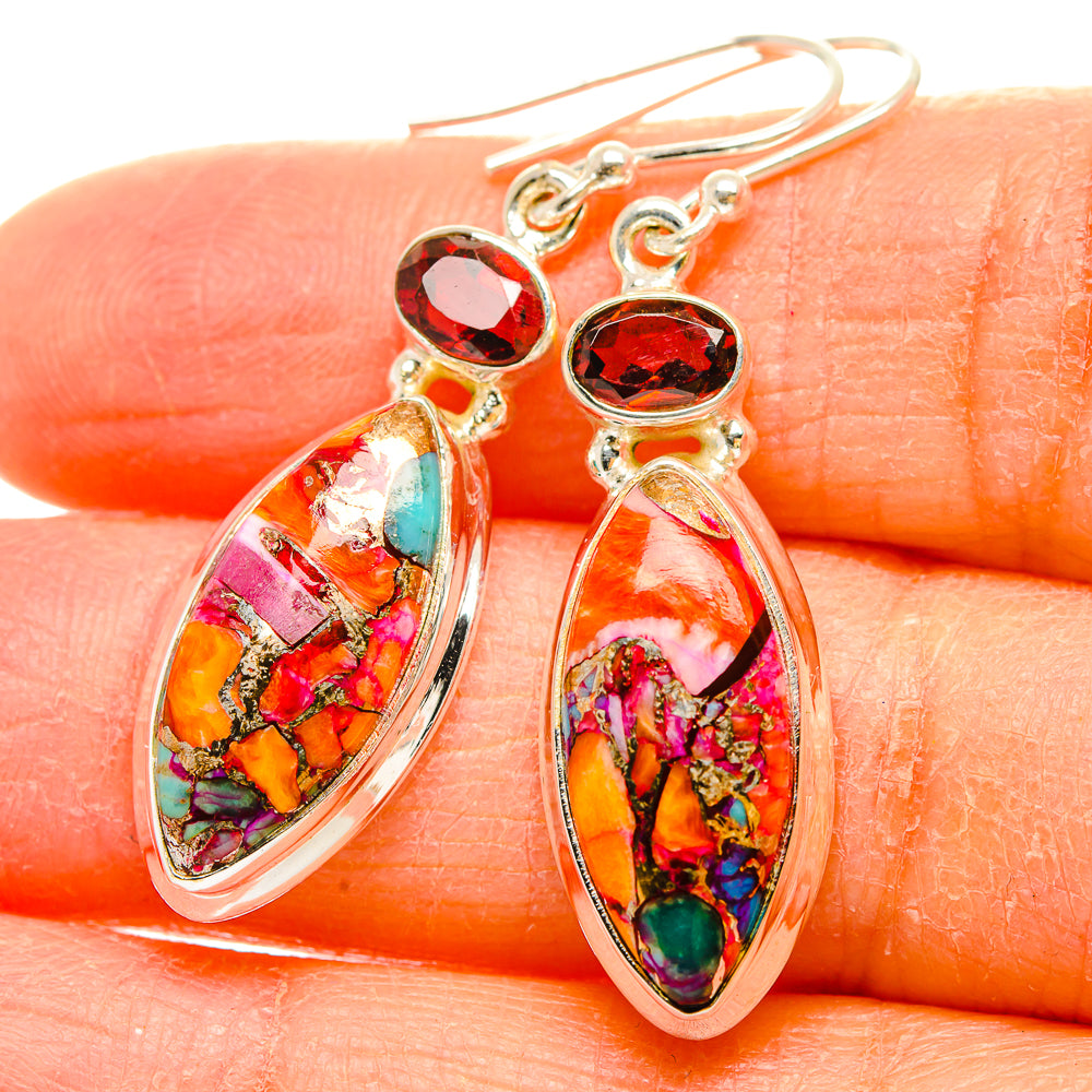 Kingman Pink Dahlia Turquoise Earrings handcrafted by Anasilvercos - EARR430260