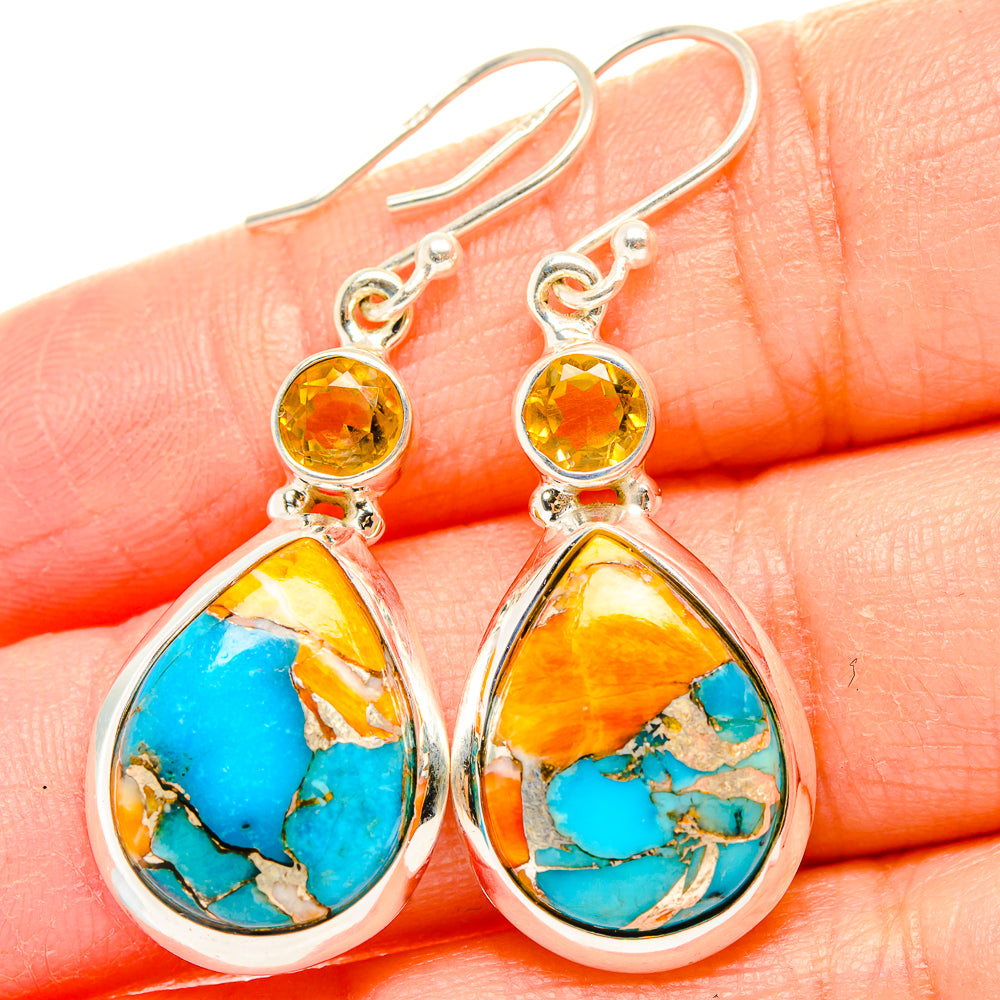 Spiny Oyster Turquoise Earrings handcrafted by Anasilvercos - EARR430288