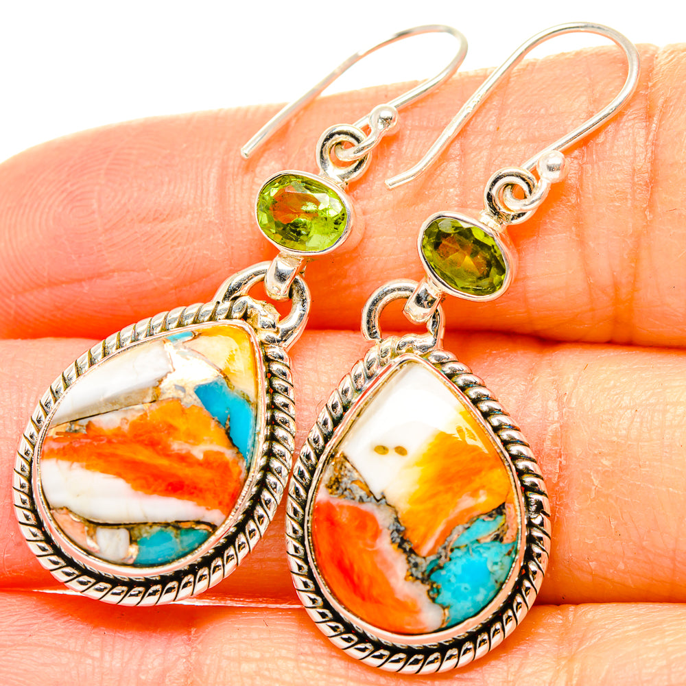 Spiny Oyster Turquoise Earrings handcrafted by Anasilvercos - EARR430317