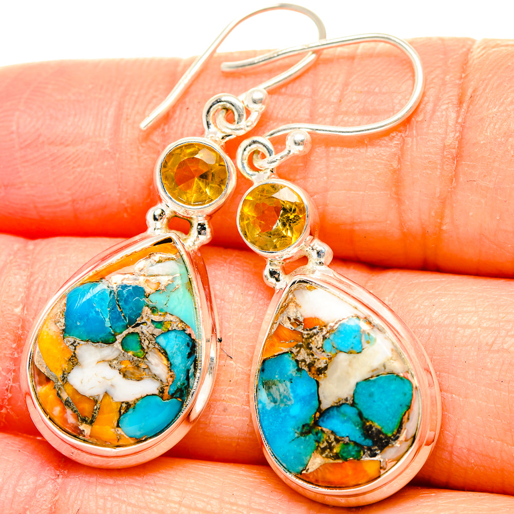 Spiny Oyster Turquoise Earrings handcrafted by Anasilvercos - EARR430330