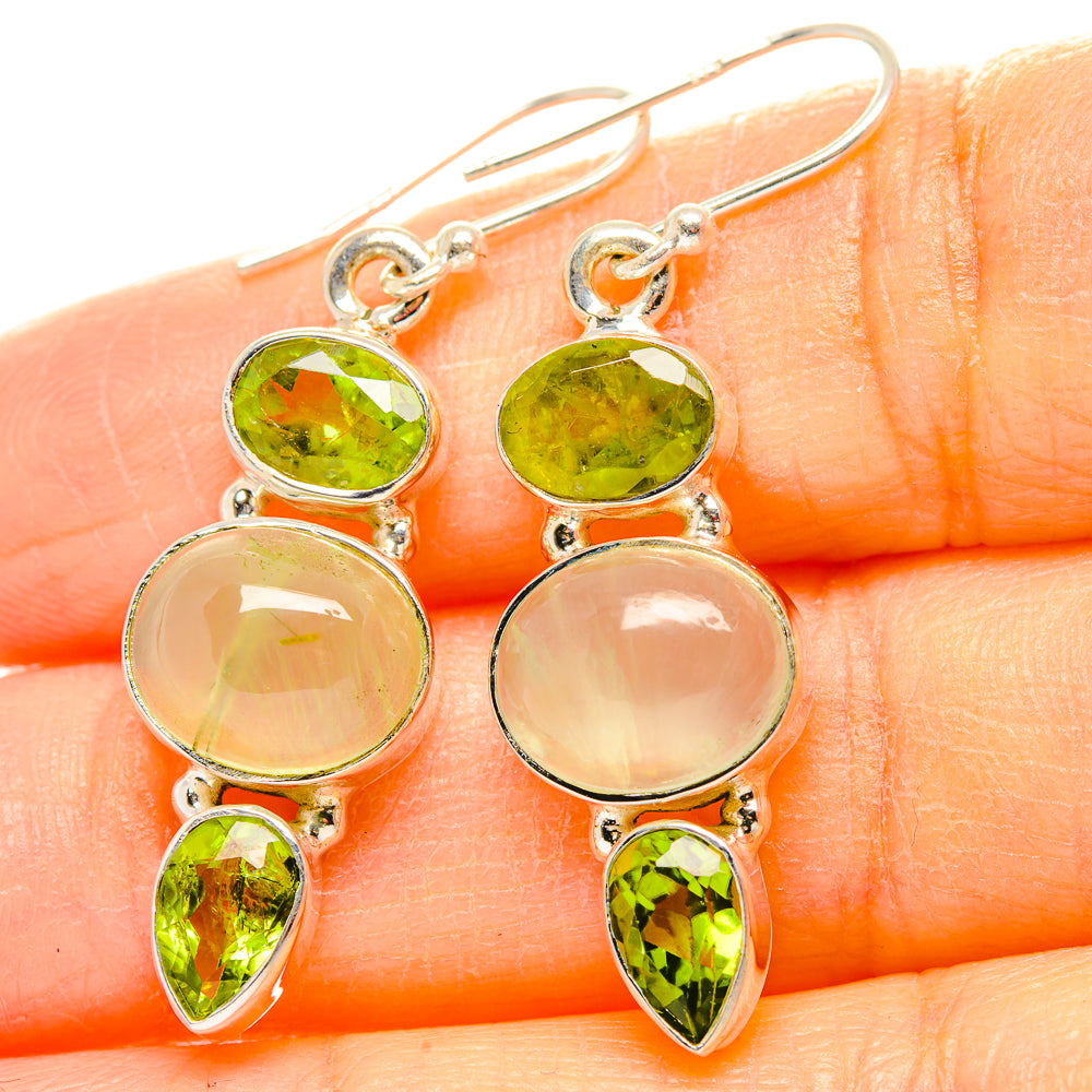 Prehnite, Peridot Earrings handcrafted by Anasilvercos - EARR430331
