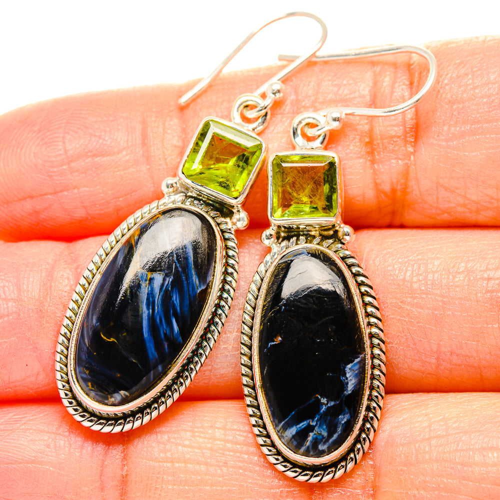 Pietersite, Peridot Earrings handcrafted by Anasilvercos - EARR430334