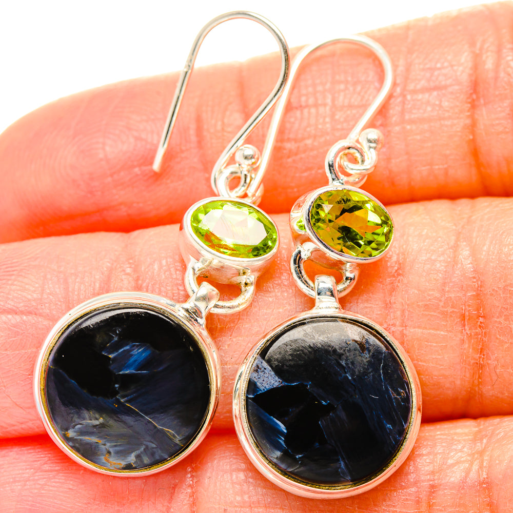 Pietersite, Peridot Earrings handcrafted by Anasilvercos - EARR430336