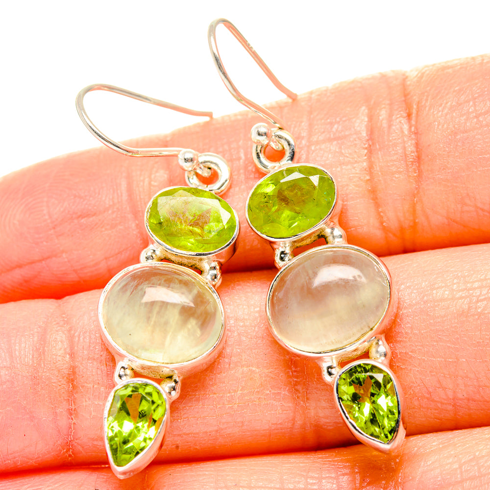 Prehnite, Peridot Earrings handcrafted by Anasilvercos - EARR430337