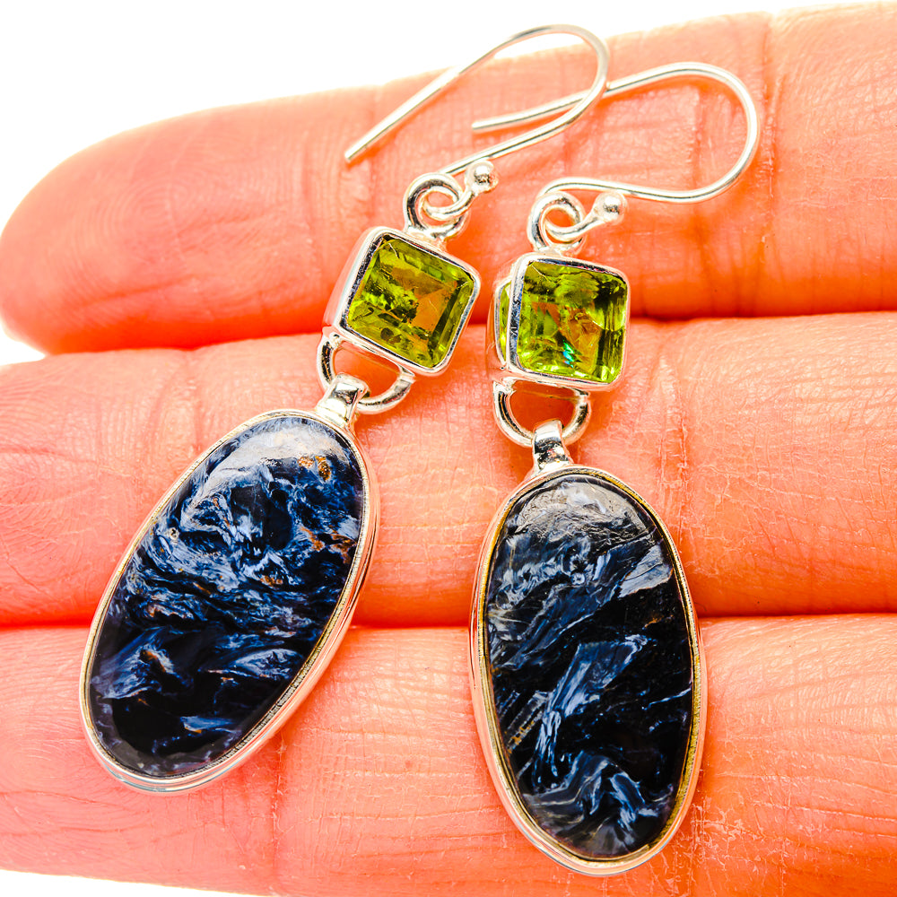 Pietersite, Peridot Earrings handcrafted by Anasilvercos - EARR430351