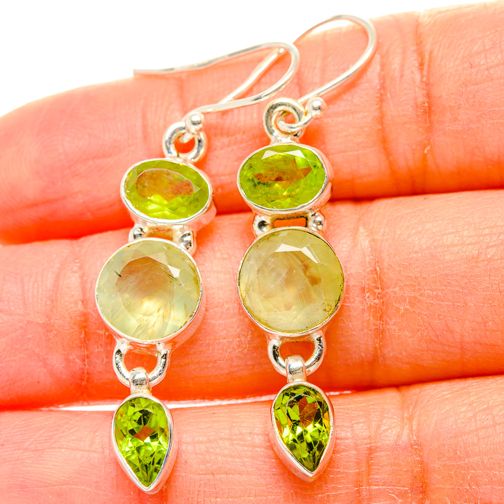 Prehnite, Peridot Earrings handcrafted by Anasilvercos - EARR430356