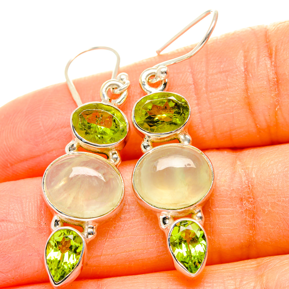 Prehnite, Peridot Earrings handcrafted by Anasilvercos - EARR430373