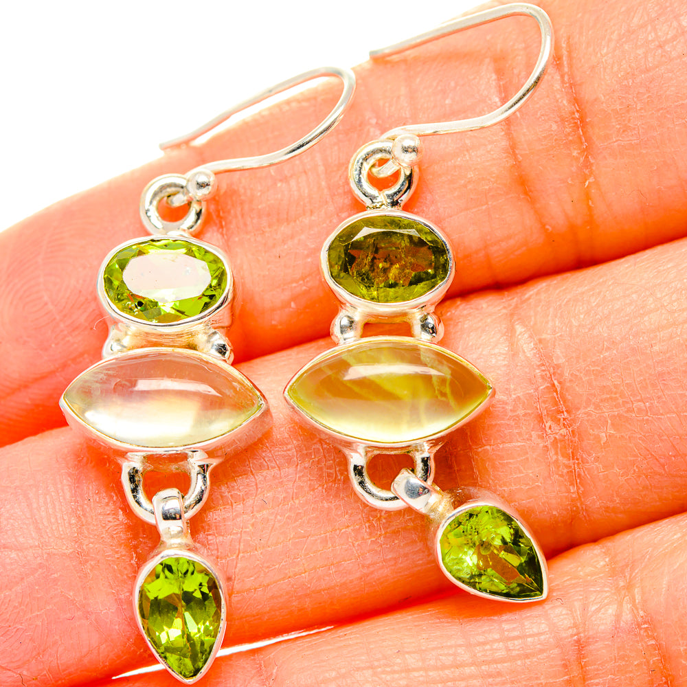 Prehnite, Peridot Earrings handcrafted by Anasilvercos - EARR430374