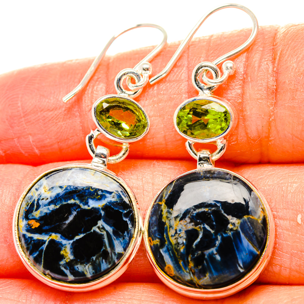 Pietersite, Peridot Earrings handcrafted by Anasilvercos - EARR430382