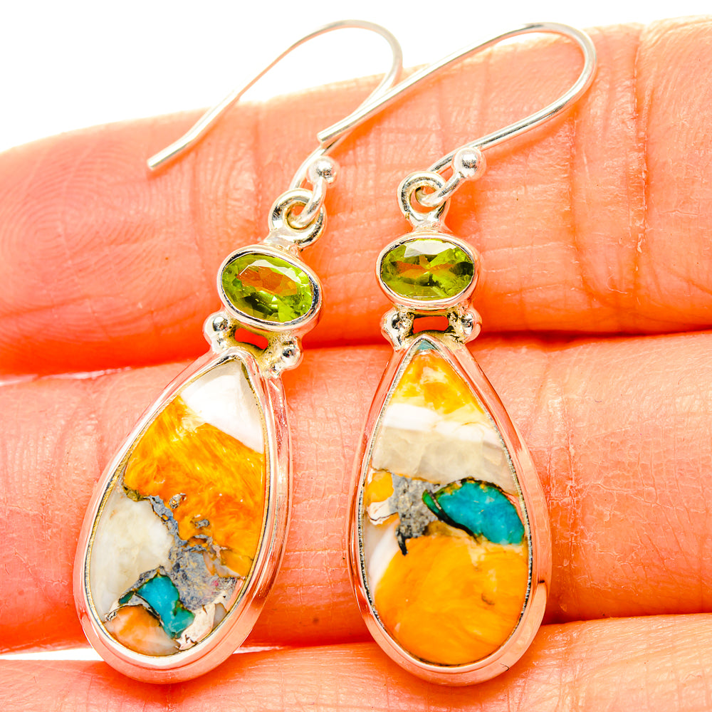 Spiny Oyster Turquoise, Blue Topaz Earrings handcrafted by Anasilvercos - EARR430395