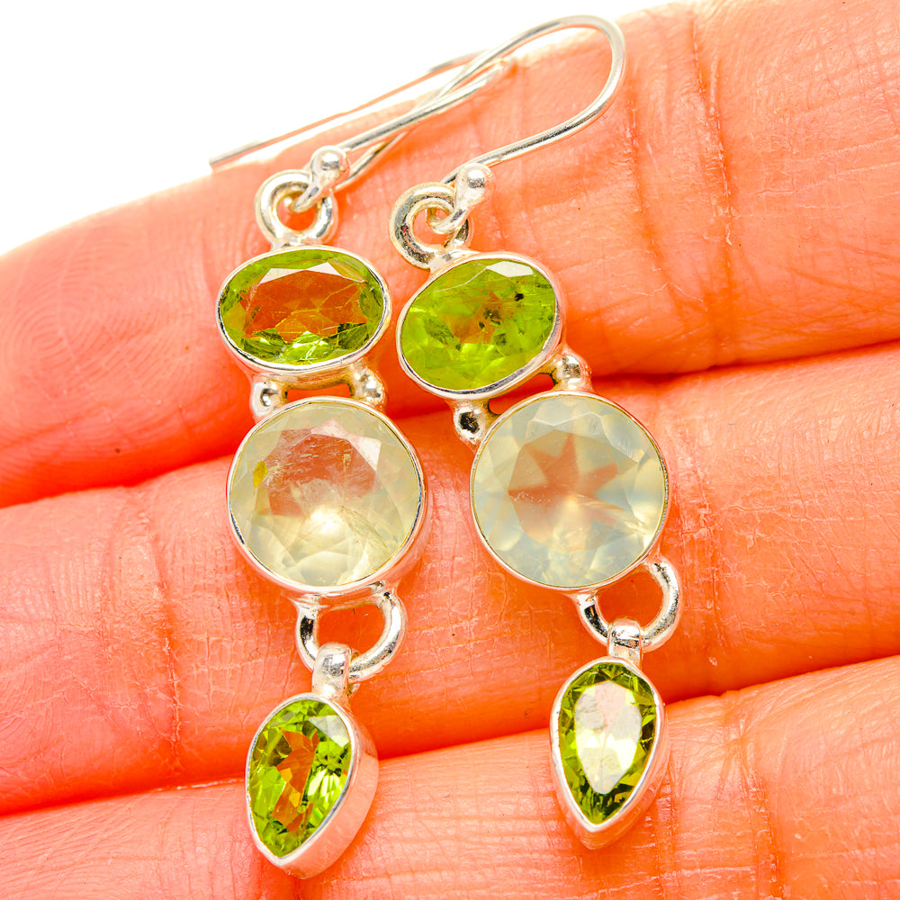 Prehnite, Peridot Earrings handcrafted by Anasilvercos - EARR430400