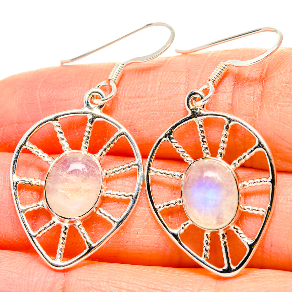 Rainbow Moonstone Earrings handcrafted by Anasilvercos - EARR430423