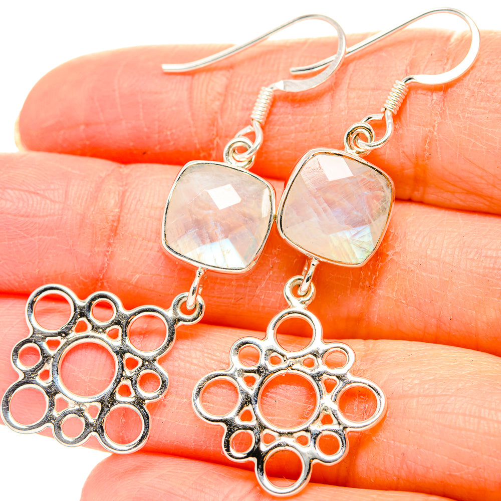 Rainbow Moonstone Earrings handcrafted by Anasilvercos - EARR430426