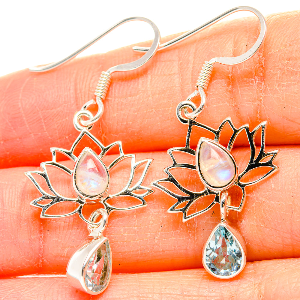 Rainbow Moonstone Earrings handcrafted by Anasilvercos - EARR430429