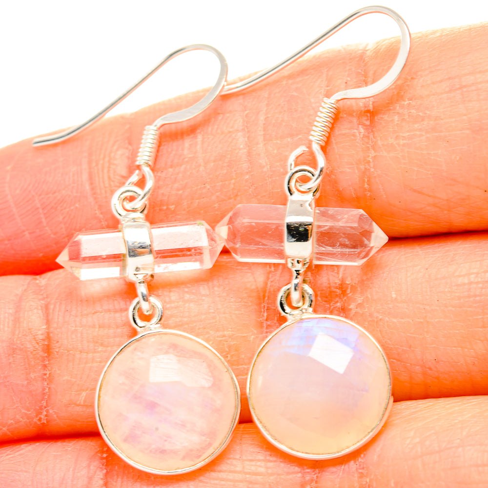 Rainbow Moonstone Earrings handcrafted by Anasilvercos - EARR430430