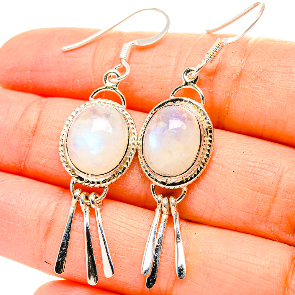 Rainbow Moonstone Earrings handcrafted by Anasilvercos - EARR430433