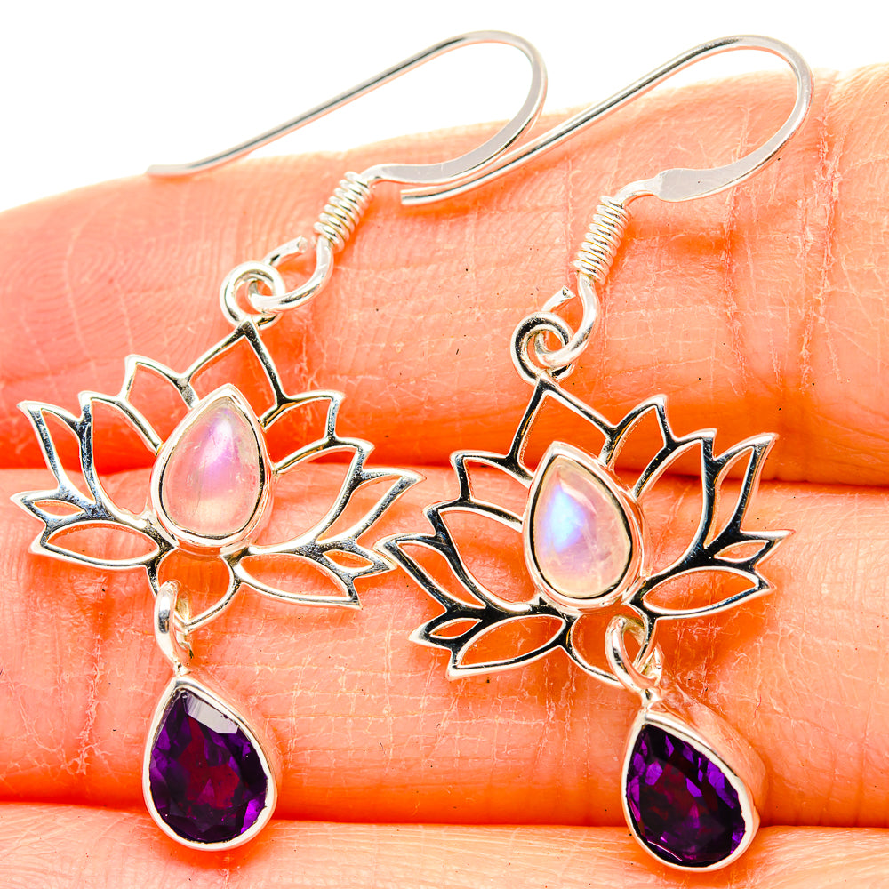 Rainbow Moonstone Earrings handcrafted by Anasilvercos - EARR430434