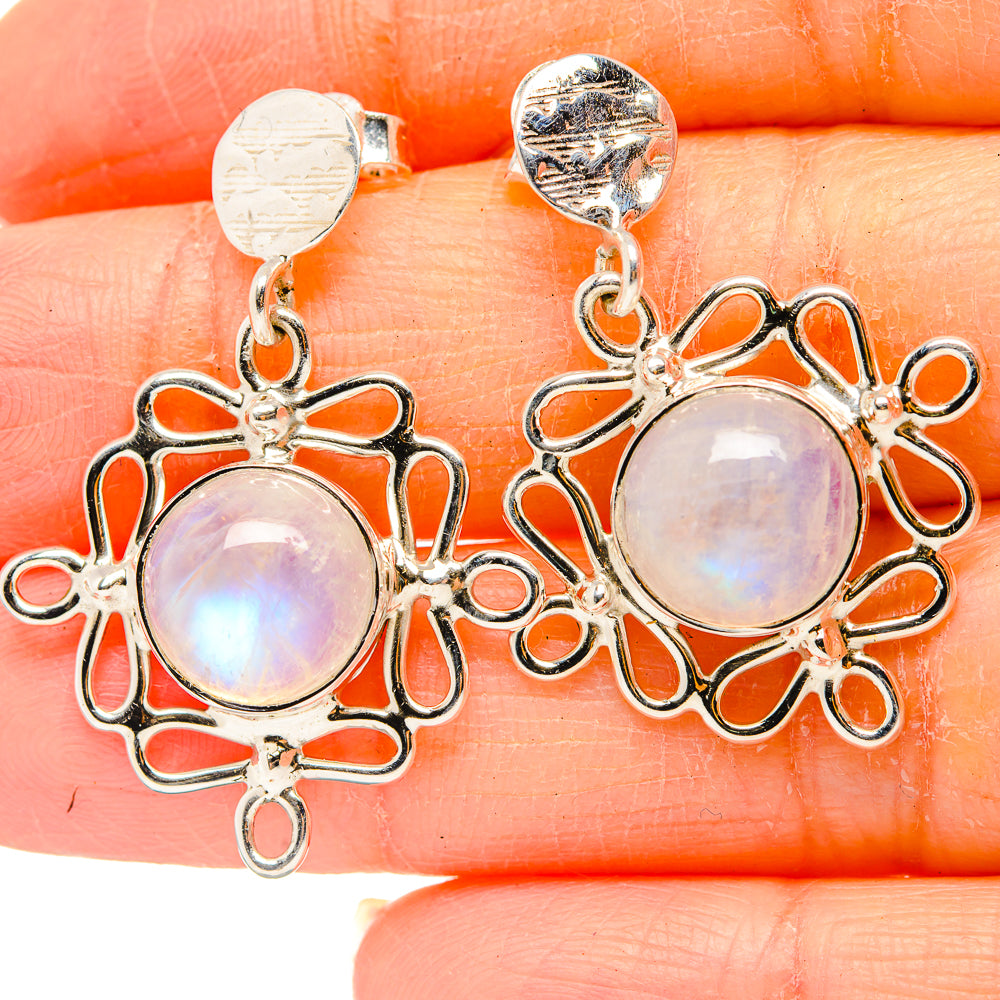 Rainbow Moonstone Earrings handcrafted by Anasilvercos - EARR430435