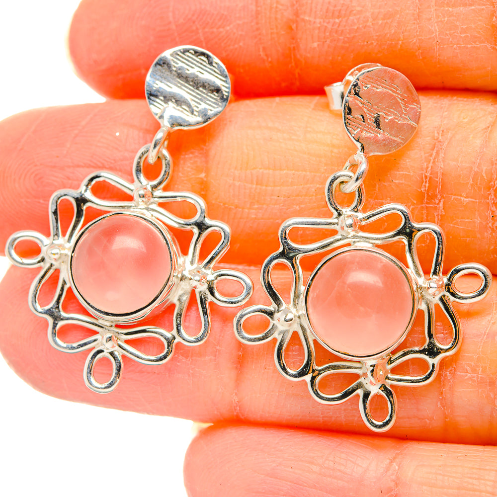 Rose Quartz Earrings handcrafted by Anasilvercos - EARR430443