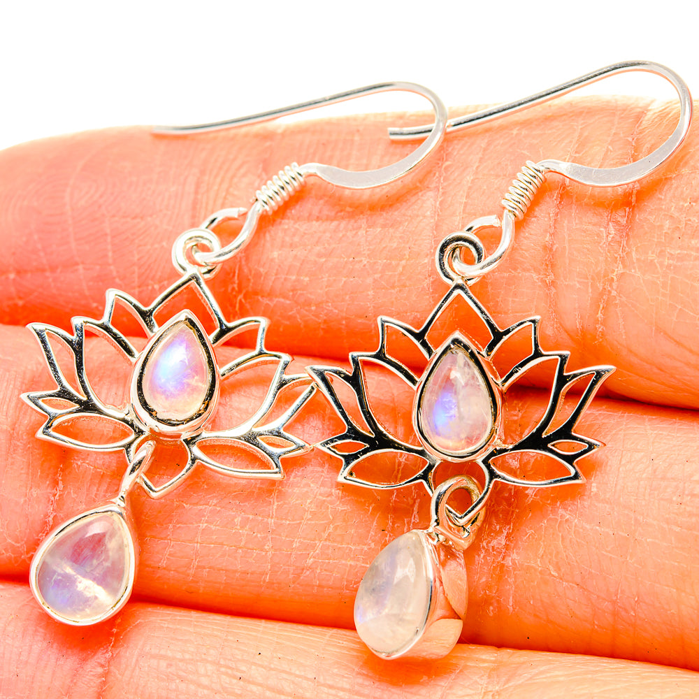 Rainbow Moonstone Earrings handcrafted by Anasilvercos - EARR430445