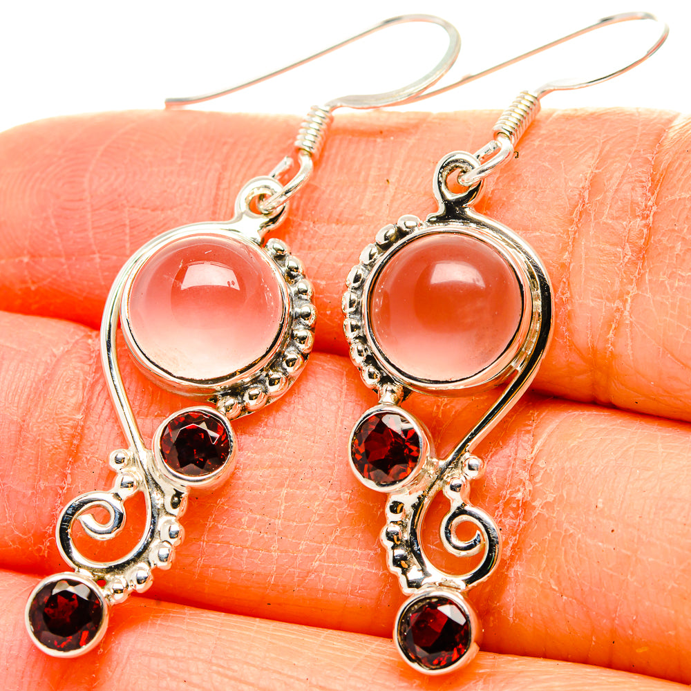 Rose Quartz Earrings handcrafted by Anasilvercos - EARR430462