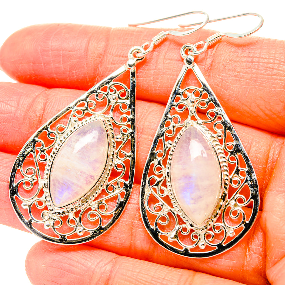 Rainbow Moonstone Earrings handcrafted by Anasilvercos - EARR430466