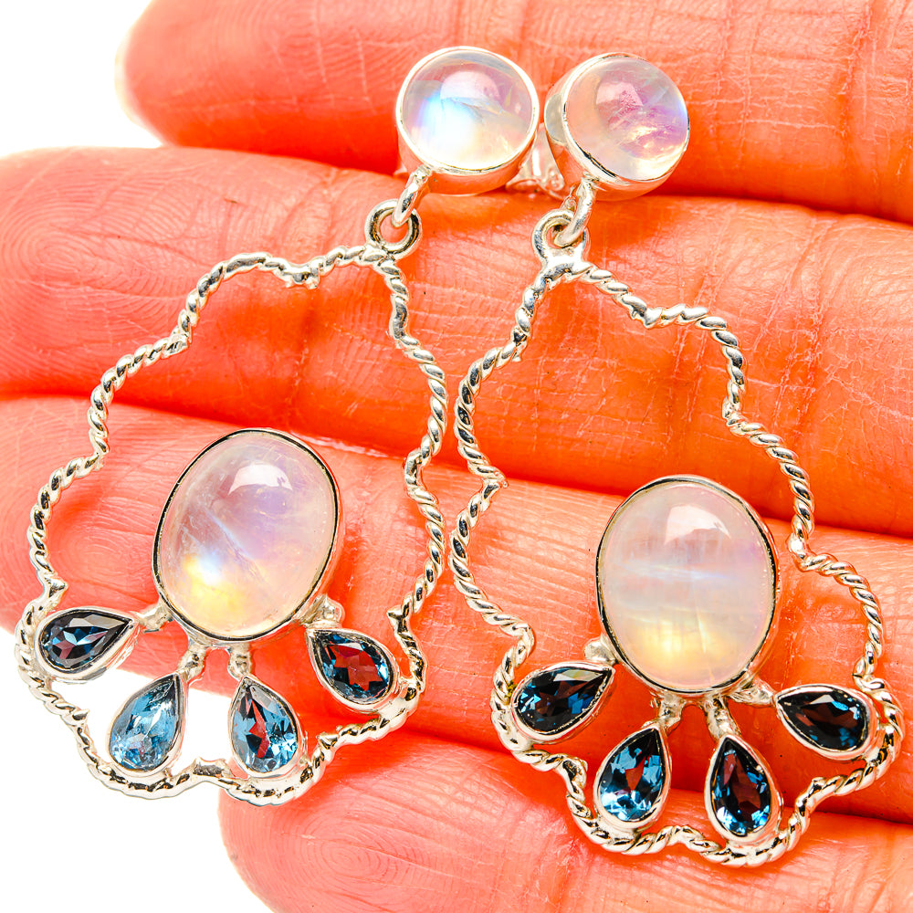 Rainbow Moonstone Earrings handcrafted by Anasilvercos - EARR430467
