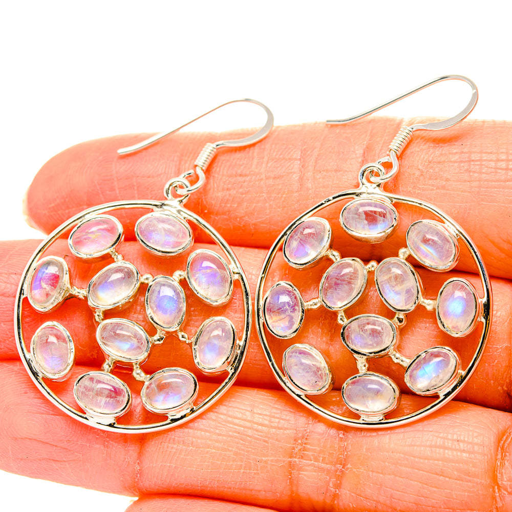 Rainbow Moonstone Earrings handcrafted by Anasilvercos - EARR430471