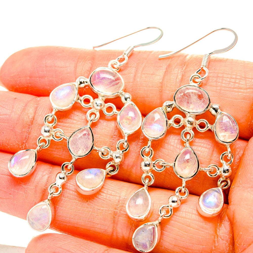 Rainbow Moonstone Earrings handcrafted by Anasilvercos - EARR430472