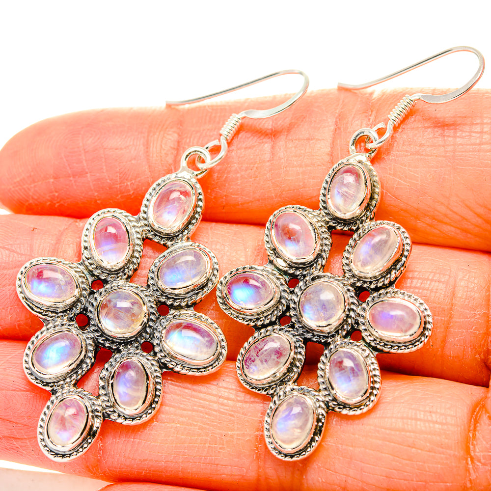 Rainbow Moonstone Earrings handcrafted by Anasilvercos - EARR430473
