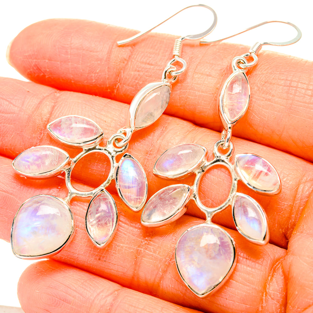 Rainbow Moonstone Earrings handcrafted by Anasilvercos - EARR430477
