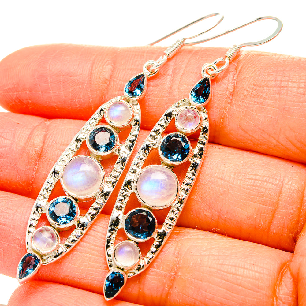 Rainbow Moonstone Earrings handcrafted by Anasilvercos - EARR430478