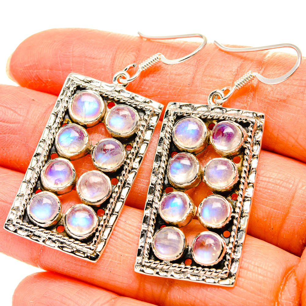 Rainbow Moonstone Earrings handcrafted by Anasilvercos - EARR430479