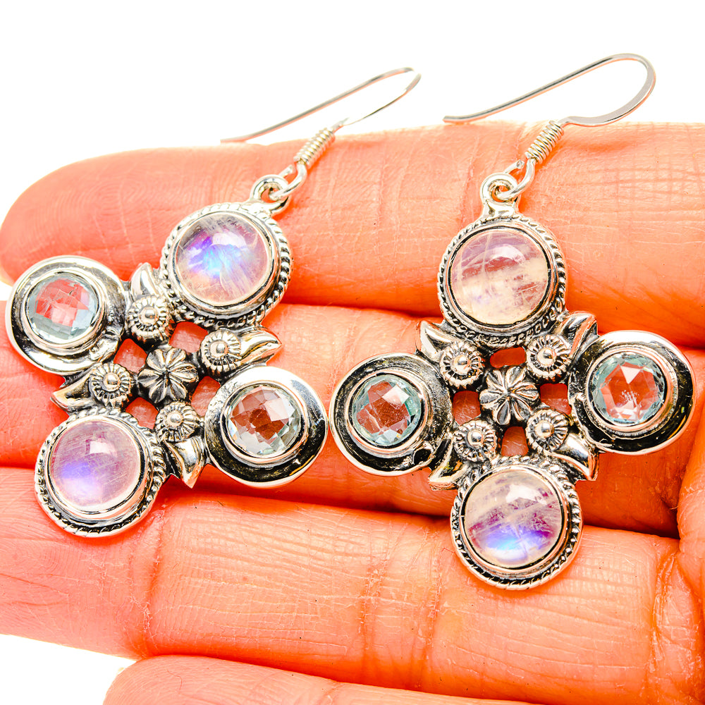 Rainbow Moonstone Earrings handcrafted by Anasilvercos - EARR430480