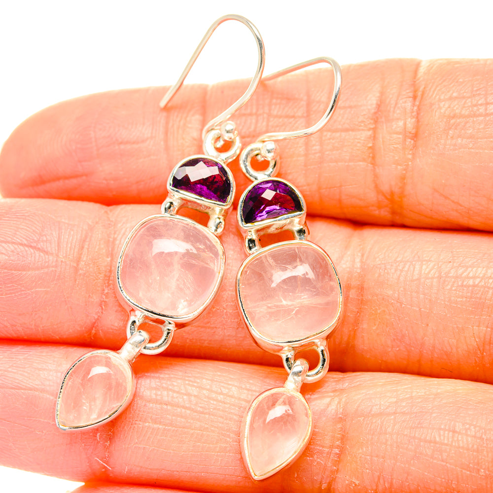 Rose Quartz Earrings handcrafted by Anasilvercos - EARR430508