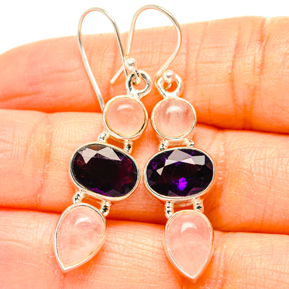 Rose Quartz Earrings handcrafted by Anasilvercos - EARR430522