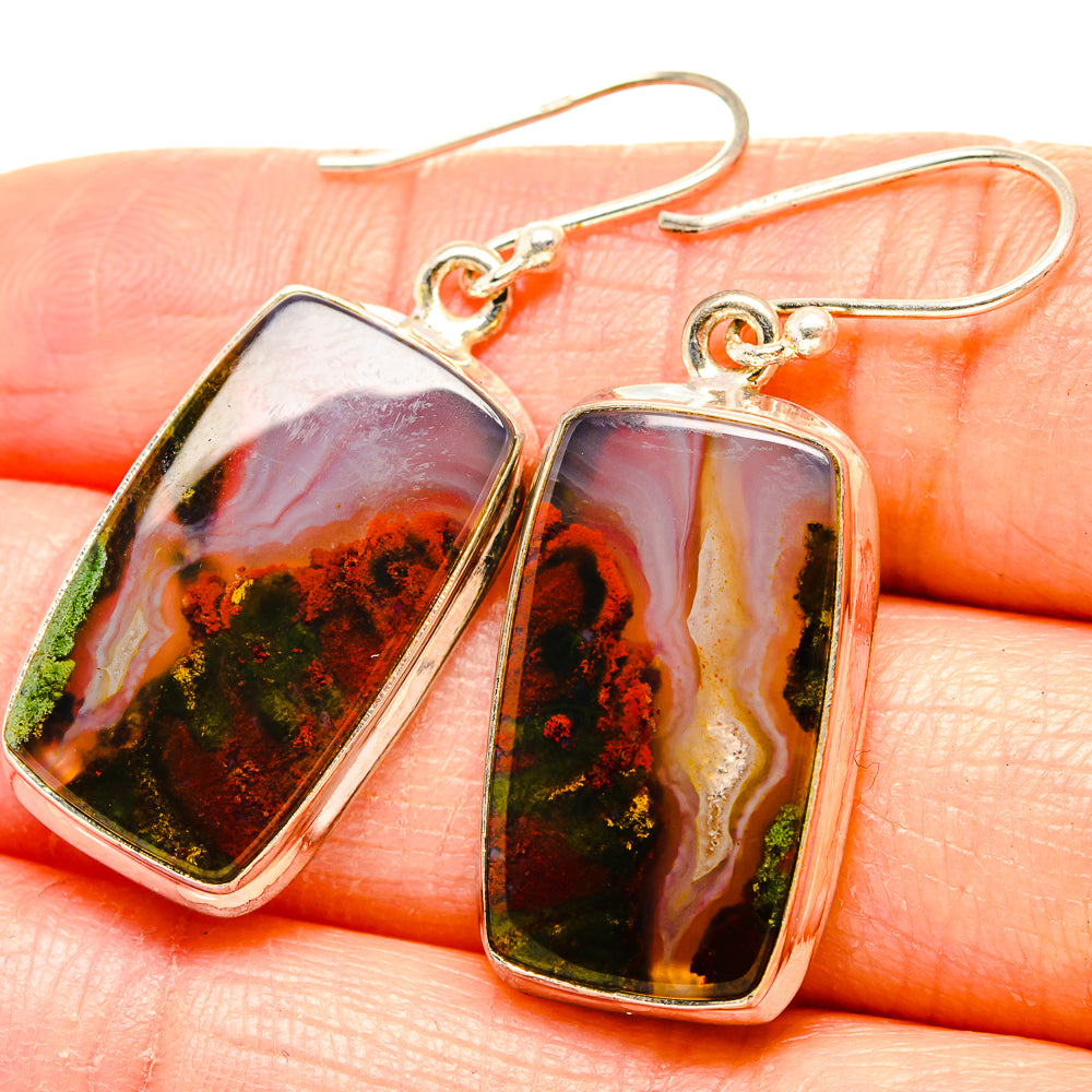 Indonesian Plume Agate Earrings handcrafted by Anasilvercos - EARR430528