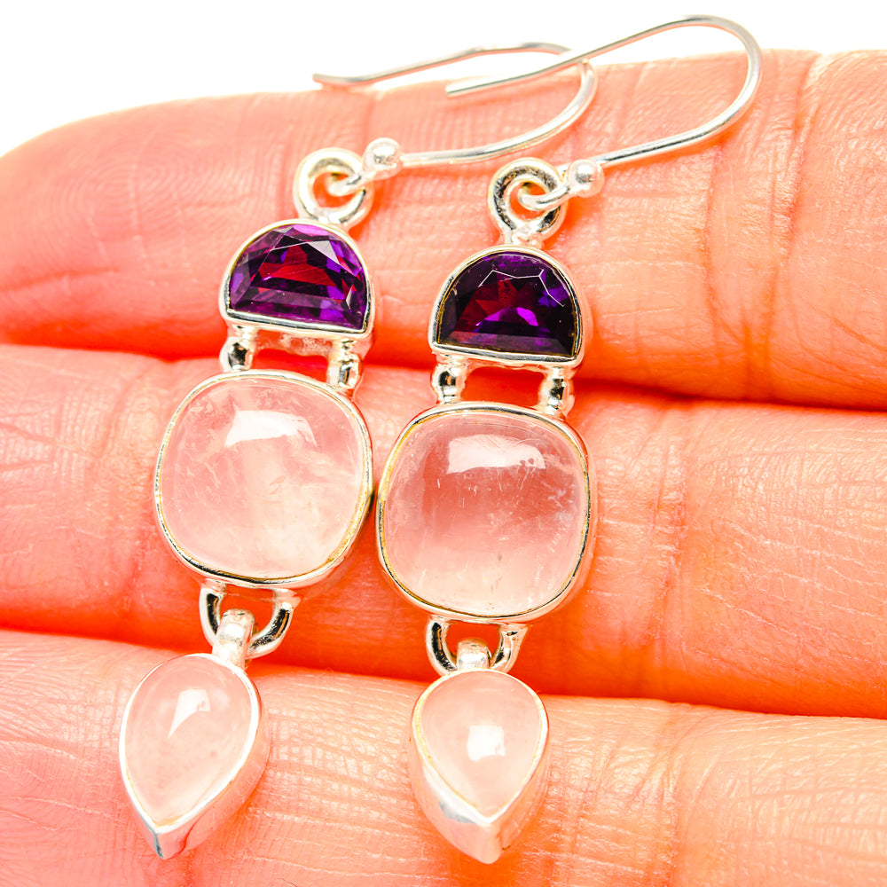 Rose Quartz Earrings handcrafted by Anasilvercos - EARR430536