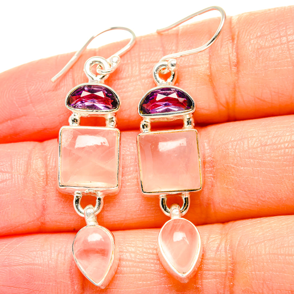 Rose Quartz Earrings handcrafted by Anasilvercos - EARR430538
