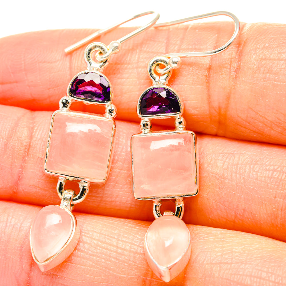 Rose Quartz Earrings handcrafted by Anasilvercos - EARR430542